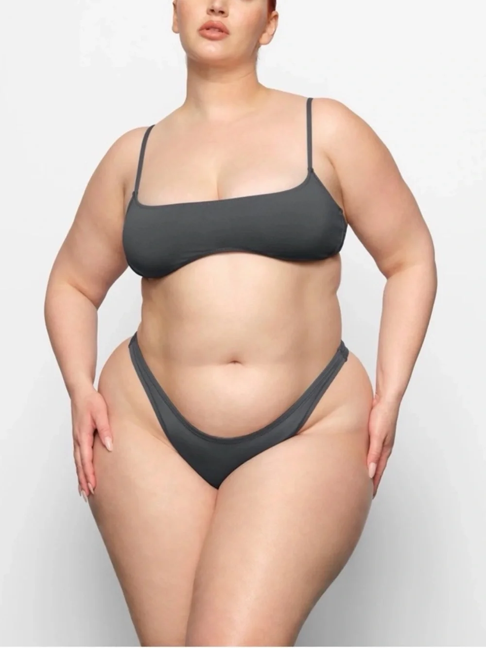 SKIMS SWIM MICRO TANGA BIKINI BOTTOM NWT GUNMETAL 4X